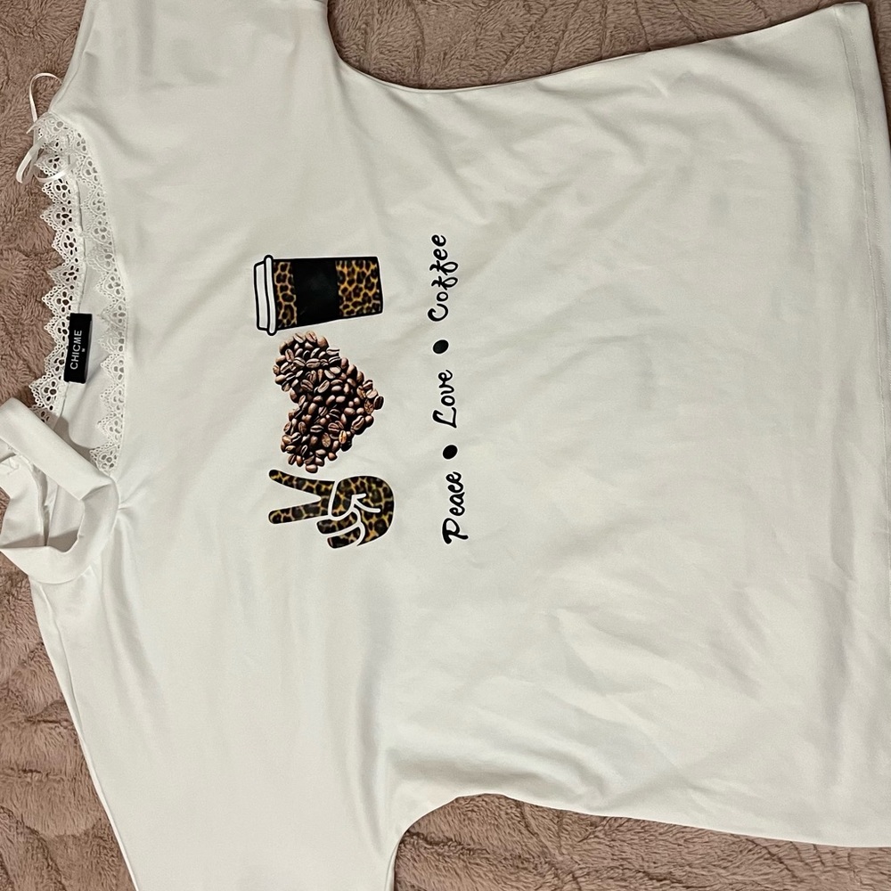 White and brown long sleeve shirt